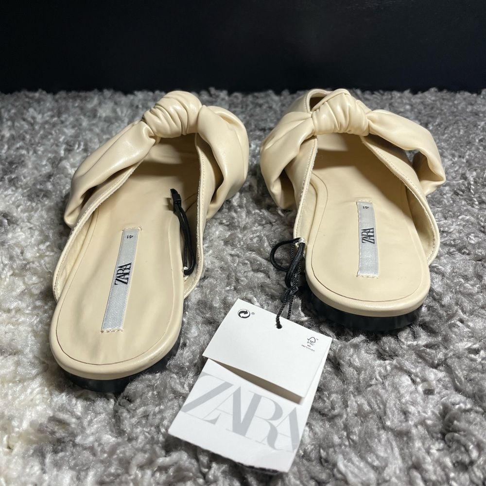 Zara Ivory Pointed Knot-Detail Mules - Picture 5 of 7